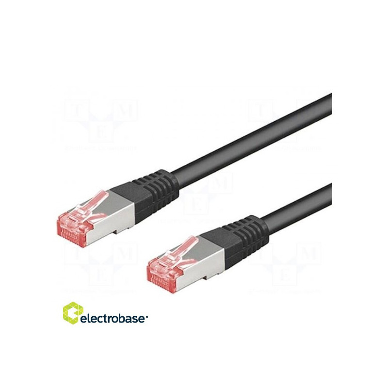 Patch cord, S/FTP CAT6, Cu, LSZH, black, 5 m, halogen-free
