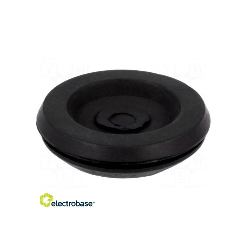 Grommet, with partition, Ømount.hole: 25.2mm, Ø hole: 16 mm, black