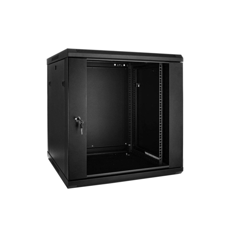 12U 19\'\' prie sienos montuojama spintelė / 600 x 450 x 635 mm / Juoda / Nesurinkta