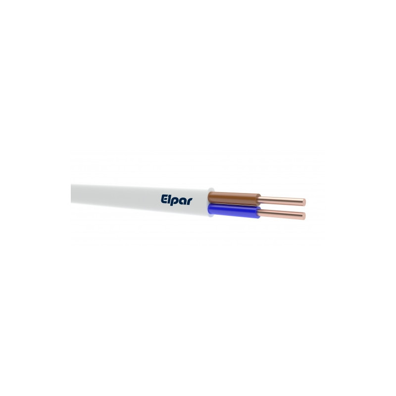 Elektros kabelis YDYp plokščias vientisas Cu 2x1mm2 PVC baltas 450 / 750V