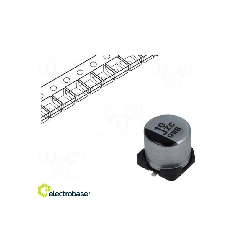 Kondensatorius: hibridinis, 10uF, 63VDC, ESR:120m9, ZC, SMD, ±20%, -55÷125°C