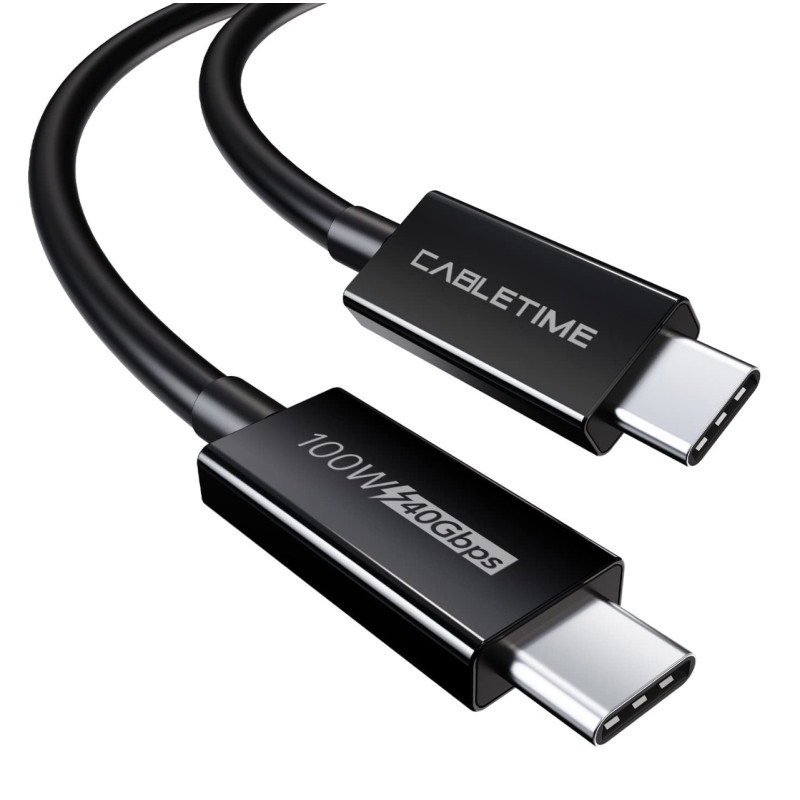 Kabelis „Thunderbolt 3“, C tipo - C tipo, 40 Gbps, 100 W, 20 V / 5 A, 4K / 60 Hz, 1 m