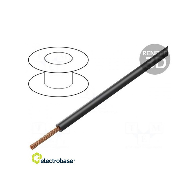 Daugiagyslis laidas FLRY-B Cu 4mm2 PVC juodas 60V 50m Klasė: 5