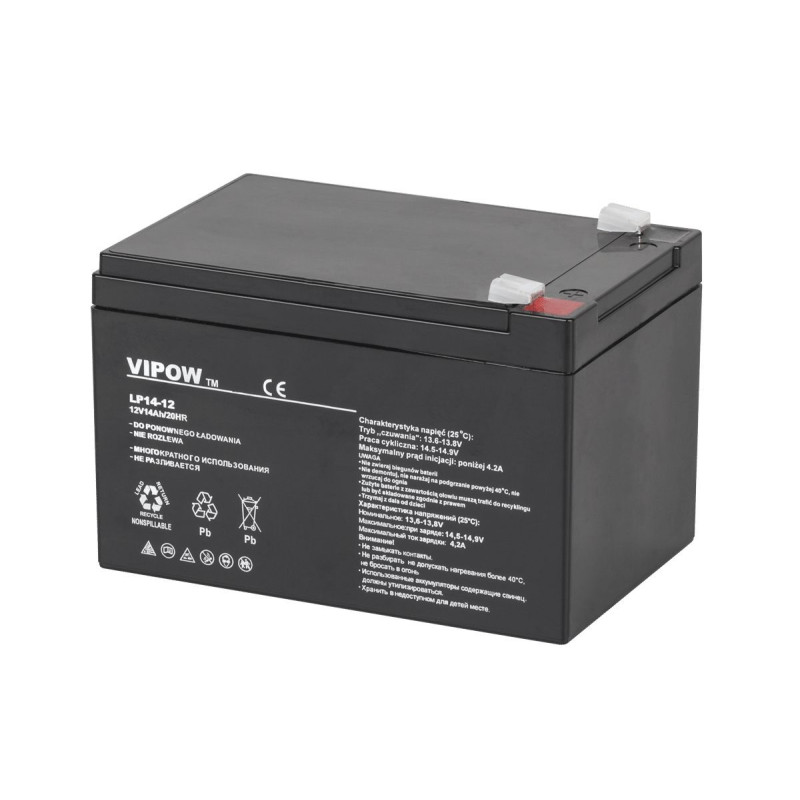 12 V 14 Ah akumuliatorius :: Gelio (GEL) :: 12 voltų, 14 ampervalandžių (Ah) :: VIPOW