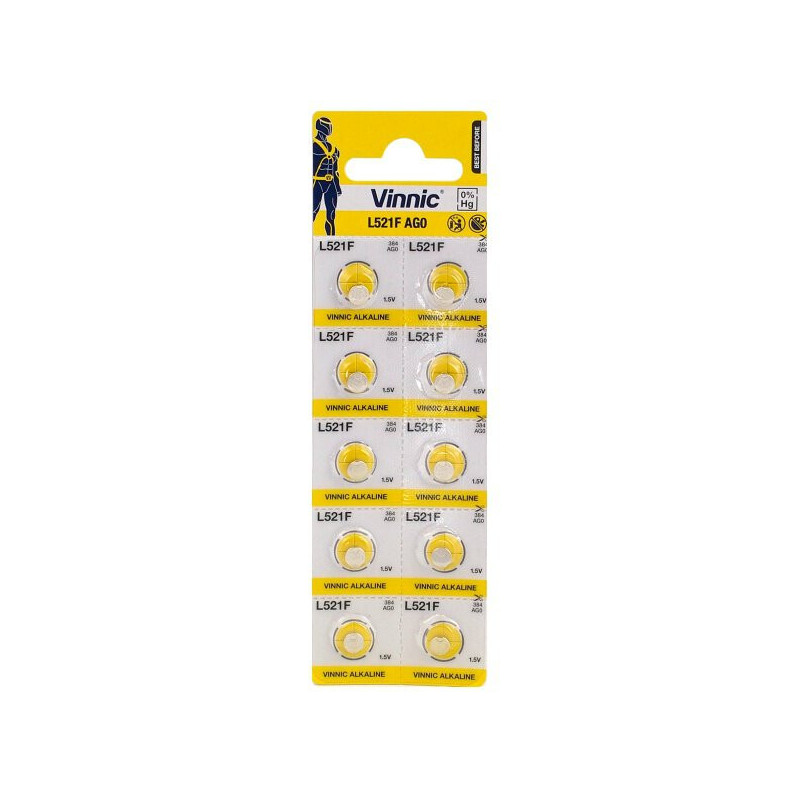 G0 batteries Vinnic Alkaline LR521 / 384 in a pack of 10 pcs.