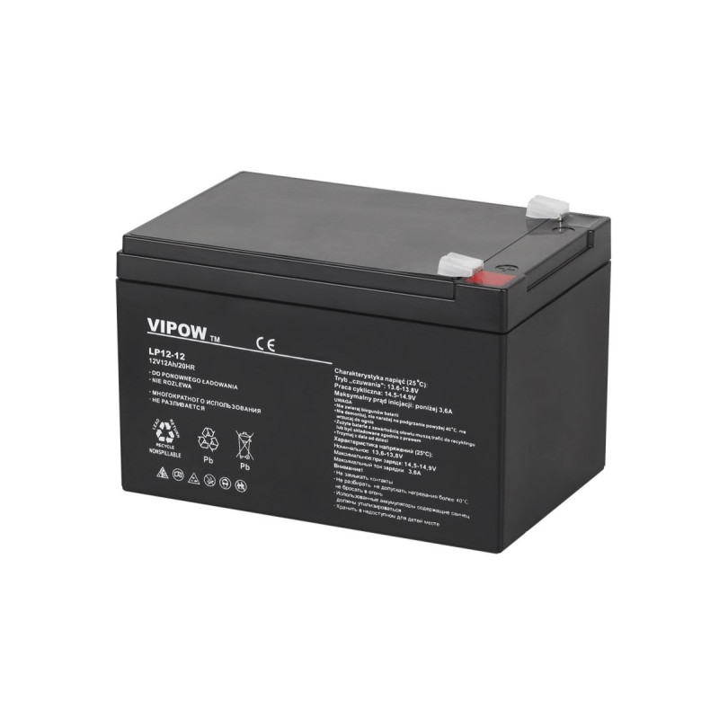 12 V 12 Ah akumuliatorius :: Gelio (GEL) :: 12 voltų, 12 ampervalandžių (Ah) :: VIPOW