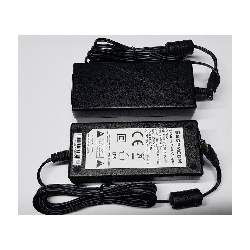 Maitinimo šaltinis 48W 12VDC 3.8A, 5.5 / 2.1 mm, stalinis, juodas, „Sagemcom MSP-Z3800IC“