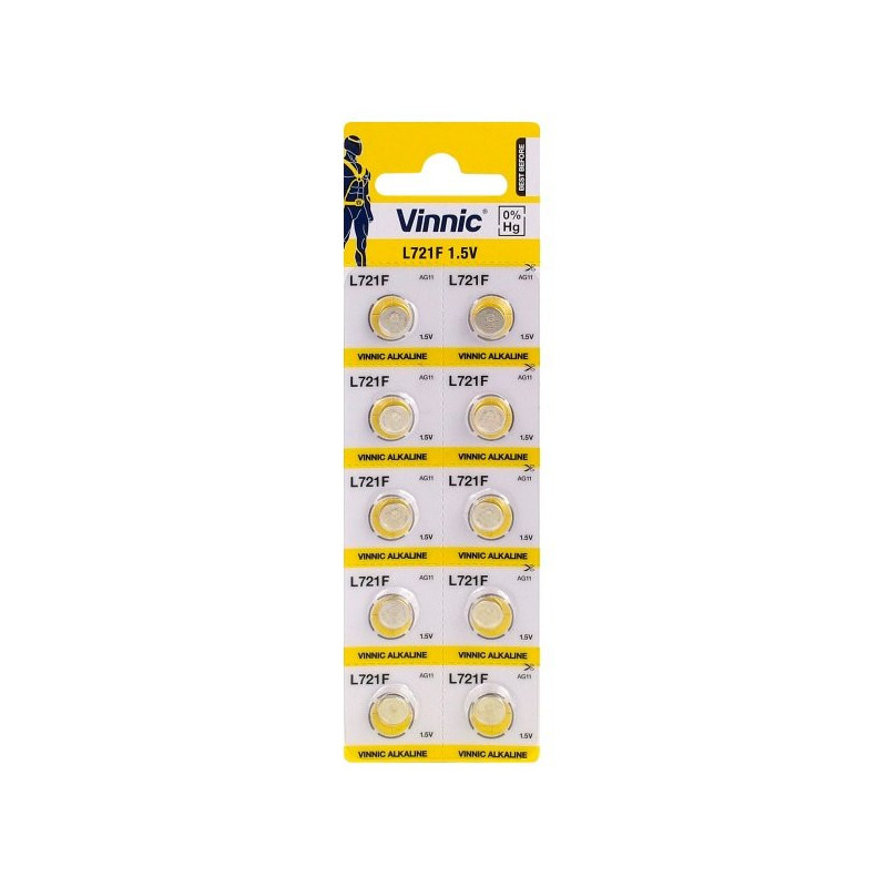 G11 batteries Vinnic Alkaline LR721 / 362 in a pack of 10 pcs.