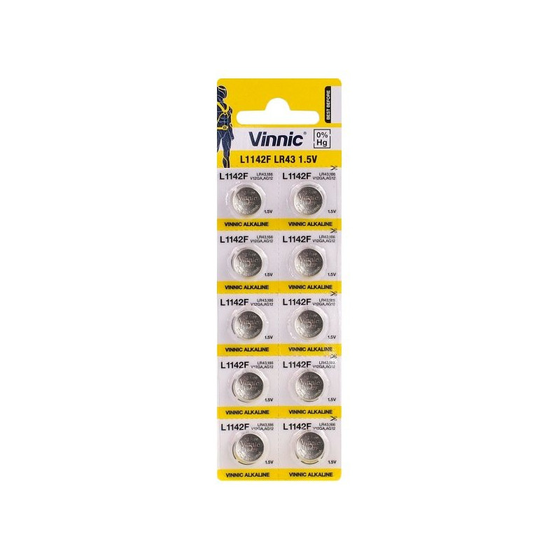 G12 Vinnic šarminės LR1142 / LR43 / 186 baterijos, pakuotėje po 10 vnt.