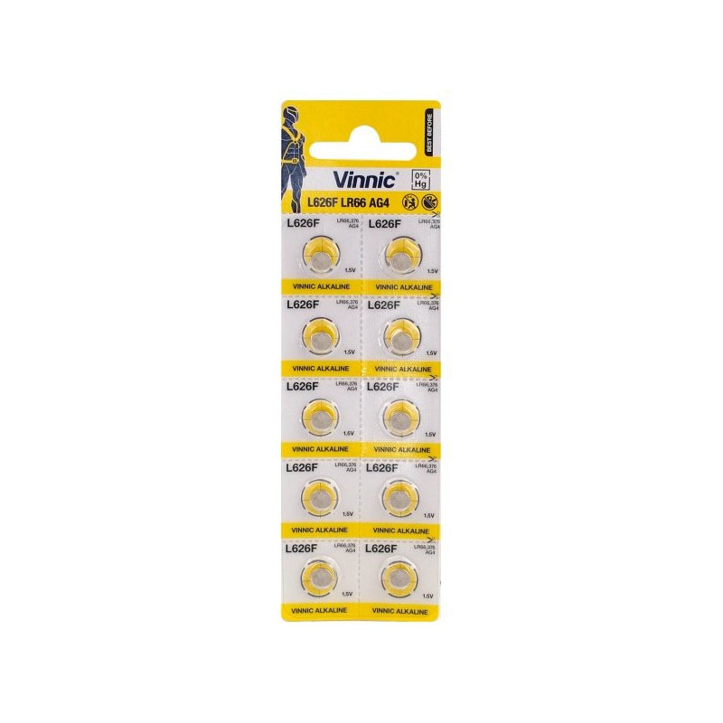 G4 batteries Vinnic Alkaline LR626 / SR626 / 377 in a pack of 10 pcs.