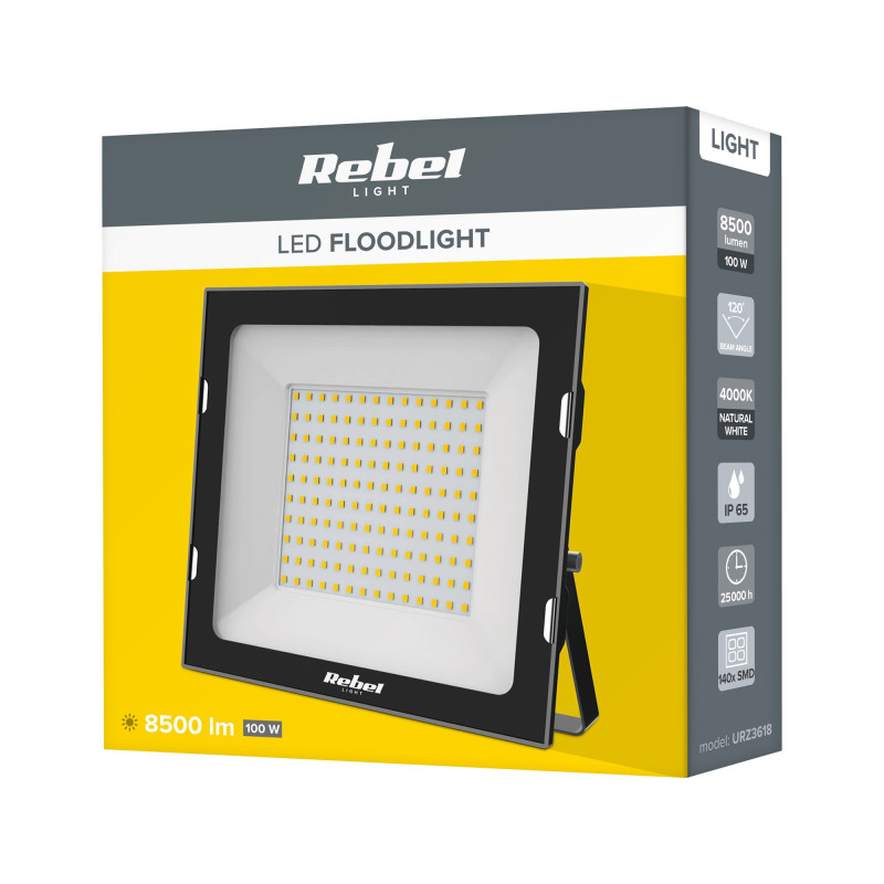 Lauko drėgmei atsparus LED prožektorius 100 W, 4000 K, 120°, IP65