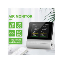 Air quality monitor with pollution alarm CO2, PM2.5, HCHO, TVOC, Accum.
