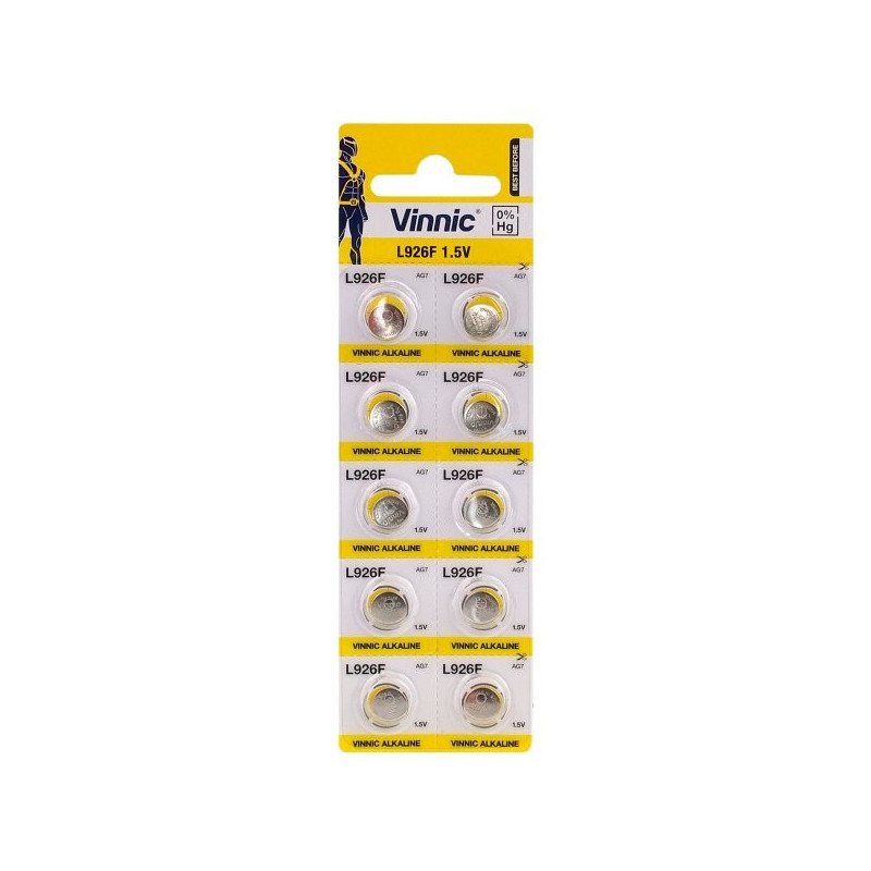 G7 batteries Vinnic Alkaline LR926 / SR926 / 399 in a pack of 10 pcs.
