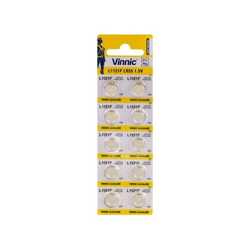 G8 batteries Vinnic Alkaline LR1121 / 191 in a pack of 10 pcs.