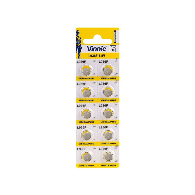 G9 batteries Vinnic Alkaline LR936 / SR936 / 394 in a pack of 10 pcs.