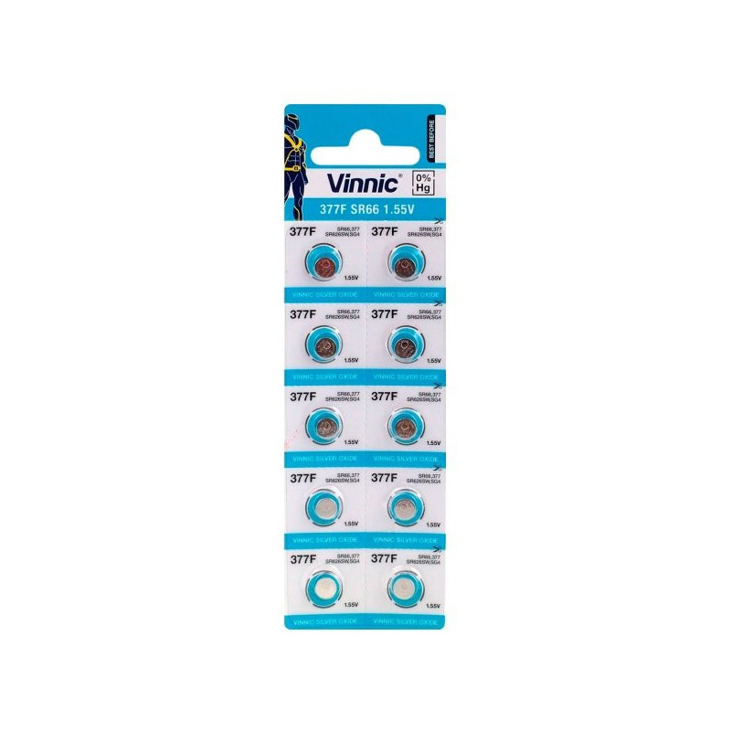 377 Vinnic sidabro oksido SR626 baterijos 10 vnt. pakuotėje.