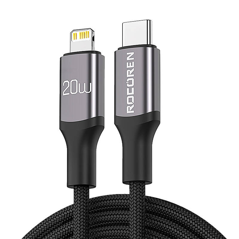 Fast charging cable Rocoren USB-C to Lightning Retro Series 2m (gray)