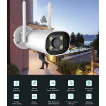 5 GHz ir 2,4 GHz „Wi-Fi“ lauko kamera, 4 MP, 12 V, „Tuya“, dvipusis garsas, SD kortelė iki 128 GB