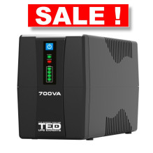 700VA 400W UPS - Line Interactive - LED display - 2 x outputs, Battery 12V-7Ah