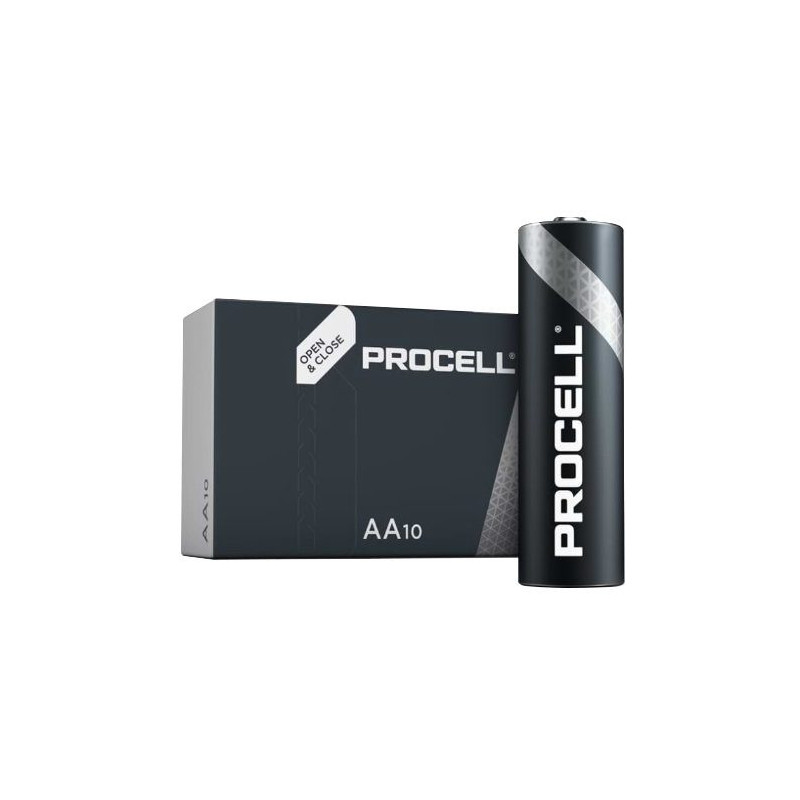 LR6 / AA baterijos 1,5 V „Duracell Procell INDUSTRIAL“ serijos šarminės PC1500, 10 vnt. pakuotėje.