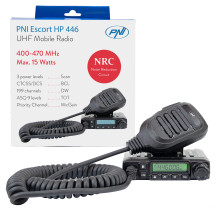 Escort HP 446 UHF radio, 199 channels, ASQ 9 levels, Scan, CTCSS-DCS, power 15W, NRC