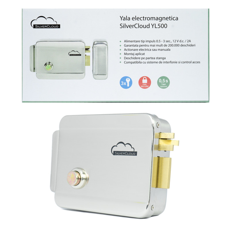 Electromagnetic lock SilverCloud YL500, left side, Fail Secure, with mechanism