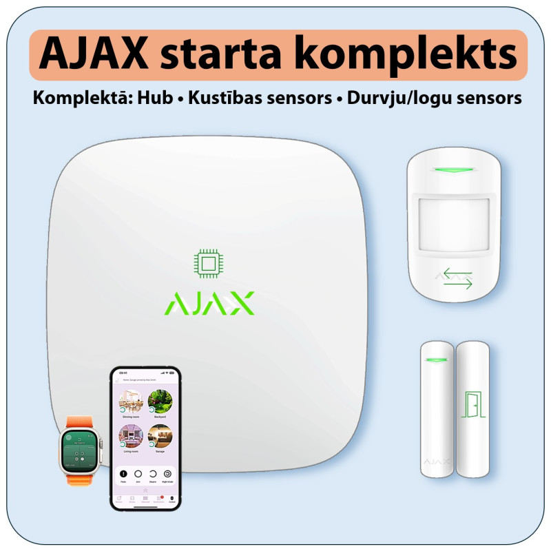 Belaidis GSM / Ethernet apsaugos STARTA signalizacijos komplektas :: Balta AJAX