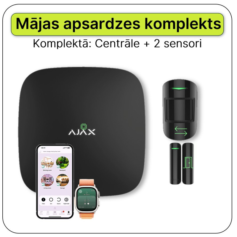 Belaidis GSM / Ethernet apsaugos STARTA signalizacijos komplektas :: Juoda AJAX
