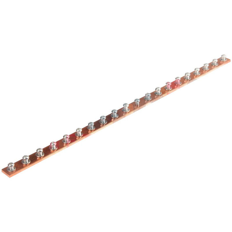 Grounding rail with screws for 19" cabinets, Copper