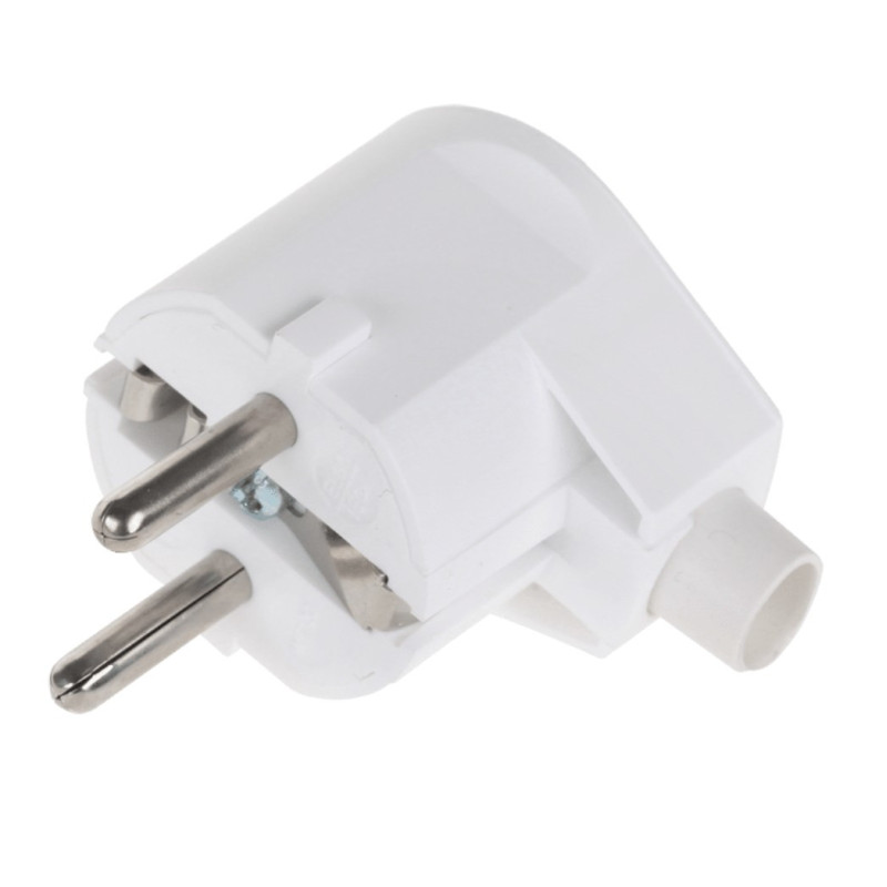Kampinis kištukas su įžeminimu, unischuko, baltas, 16A, 250V, WT-20