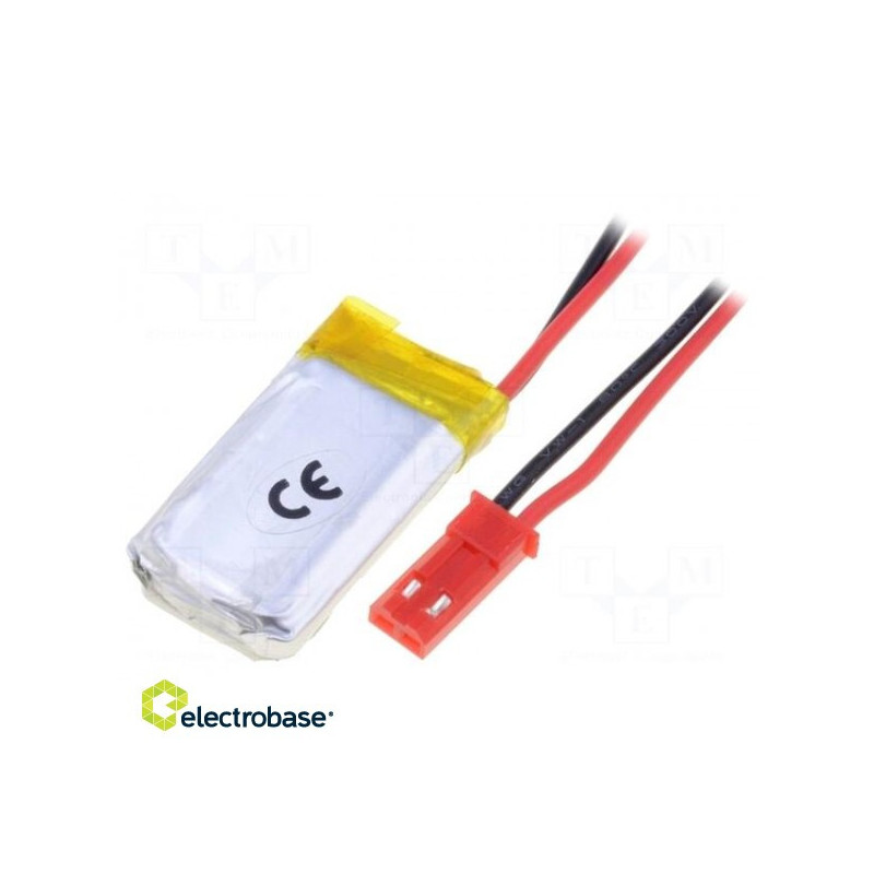 Įkraunama baterija: Li-Po 3.7V 250mAh, laidai 6x17x30mm