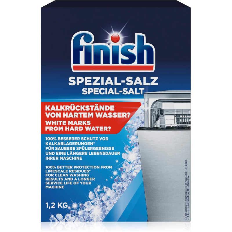 Indaplovės druska „Finish“ apsaugai nuo kalkių ir vandens dėmių, 1,2 kg