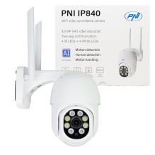 Belaidė vaizdo stebėjimo kamera PNI IP840 WiFi, PTZ, 8MP 4K, micro SD lizdas, autonominė, AI funkcijos