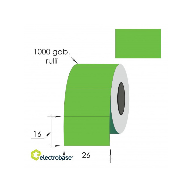 Labeling stickers 26X16mm, green, square edges, 1000pcs.