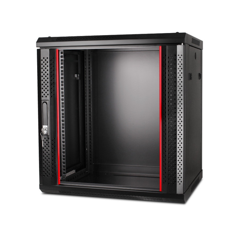 12U 19\'\' prie sienos montuojama spintelė / 600 x 450 x 635 mm / Juoda / Nesurinkta