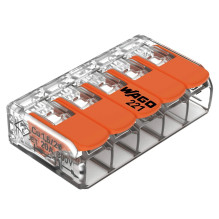5 kontaktų gnybtas 221-415 1 vnt. Plonos gyslos laidininkas: 0,14 4 mm² / 24 12 AWG