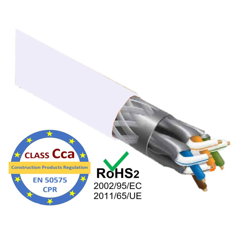 Kompiuterių tinklo kabelis LAN, S/FTP CAT7 LSZH, CPR Cca klasė, CE Rohs, 305 m