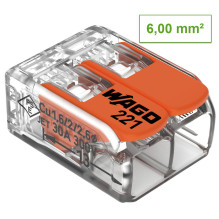 2 kontaktų gnybtas 221-612 1 vnt. Plonos gyslos laidininkas: 0,14–6 mm² / 24–12 AWG