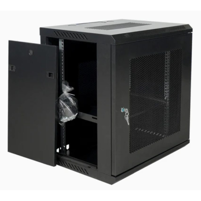 18U 19\'\' prie sienos montuojama spintelė / 600 x 450 mm / juoda / nesurinkta
