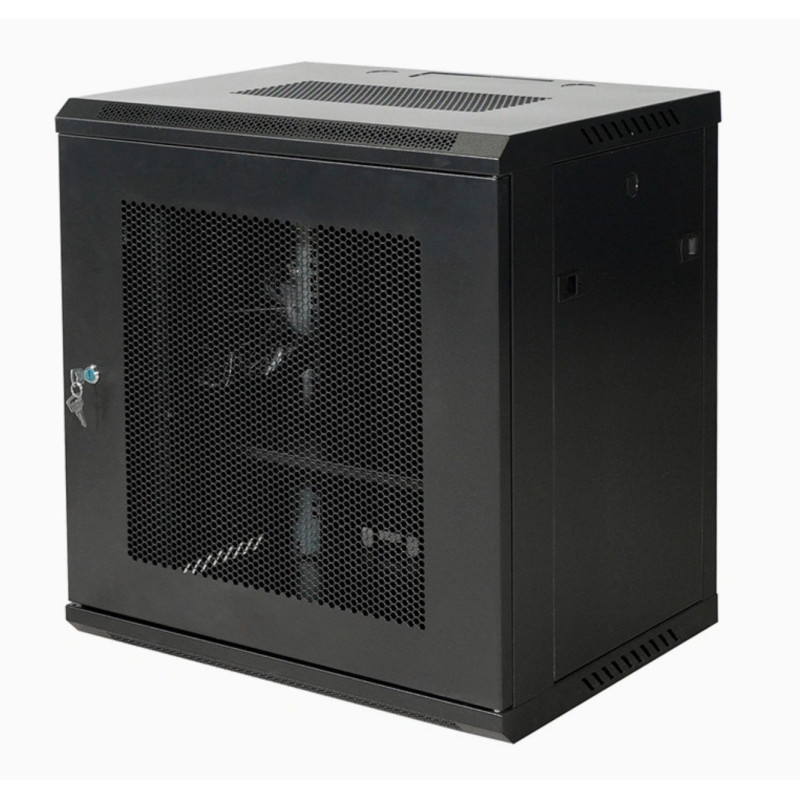 12U 19\'\' prie sienos montuojama spintelė / 600 x 450 x 635 mm / Juoda / Nesurinkta