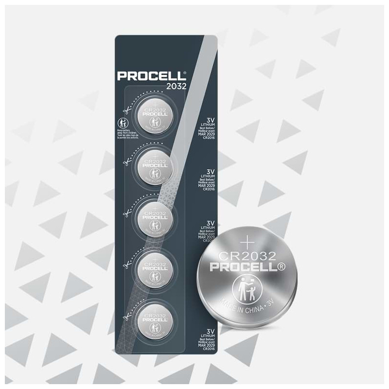 CR2032 batteries 3V Duracell Procell lithium 2032 in blister 5 pcs.
