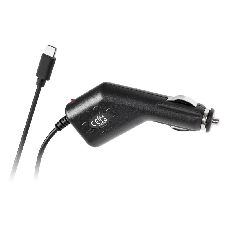 Įkroviklis su USB-C laidu užtikrina patvarumą ir greitą įkrovimą automobilyje. 5 V 2,5 A, DC 24 V–12 V.