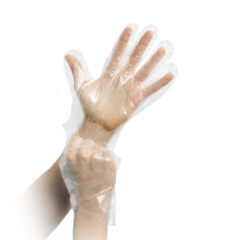 Polyethylene gloves, size L, 100 pieces per pack.