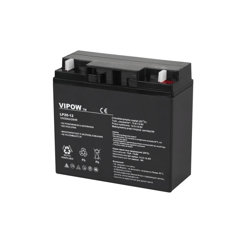 12 V 20 Ah akumuliatorius :: Gelio (GEL) :: 12 voltų, 20 ampervalandžių (Ah) :: VIPOW