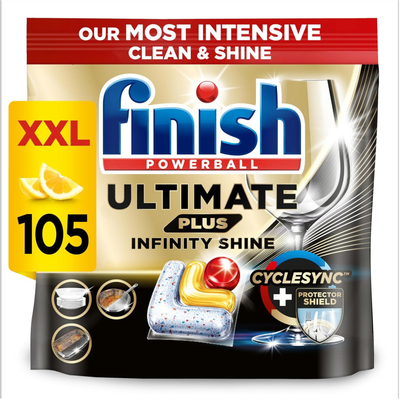 Finish Ultimate Plus Citrus Dishwasher Tablets XXL Pack, 105 Tablets
