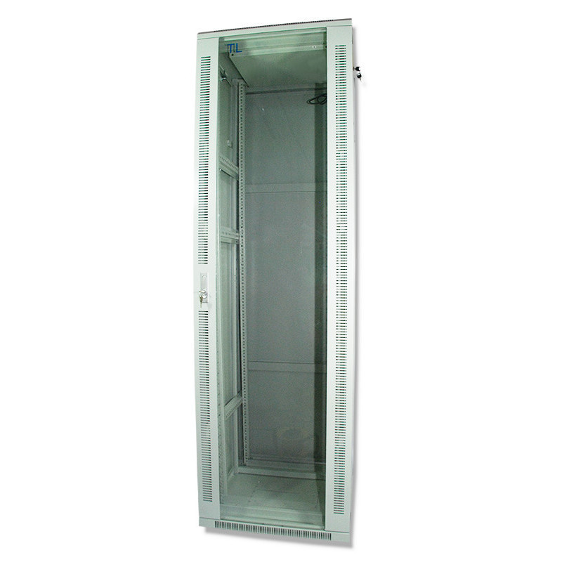 42U 19\'\' Ant grindų pastatoma serverio spinta / 600 x 600 x 2078 mm / Stiklinės durys / Pilka / Nesurinkta