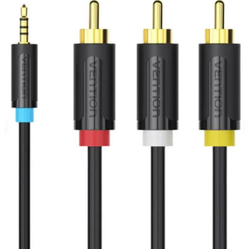 Kabelis, Jack 2,5 mm kištukas, RCA kištukas x3, 1,5 m, Padengimas: auksu padengtas