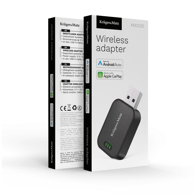 Belaidis USB adapteris automobilio multimedijos sistemai „Android Auto“ ir „Apple CarPlay“