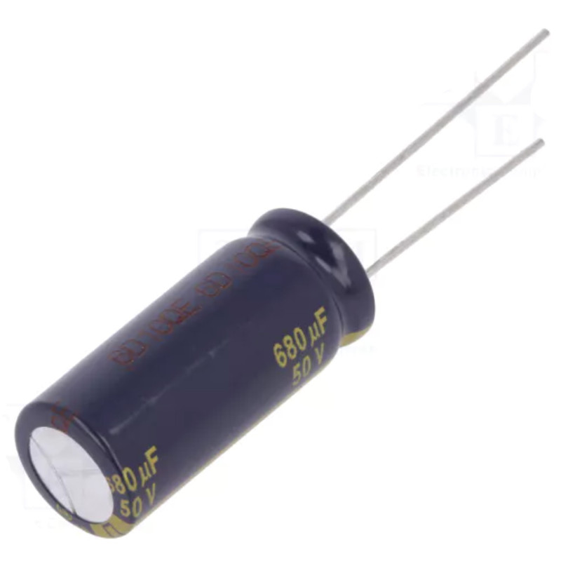 Kondensatorius: elektrolitinis, mažos varžos, THT, 680uF, 50VDC, ±20%