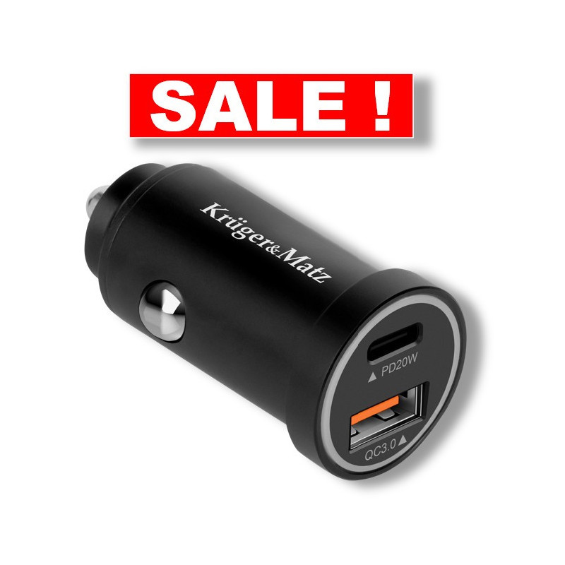 12–24 V automobilinis USB greitasis įkroviklis su „Quick Charge 3.0“, 3 A, 38 W, 2 prievadai: USB-C + USB-A